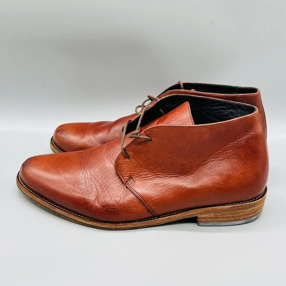 Nisolo Boots Womens 10 Brown Leather Chukka Ankle Lace Up Casual Booties Shoes
